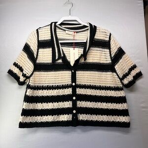 Solitaire‎ Black and Cream Crochet Cardigan
